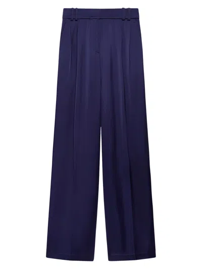 Another Tomorrow Women's Satin Pleated Trousers In Purple