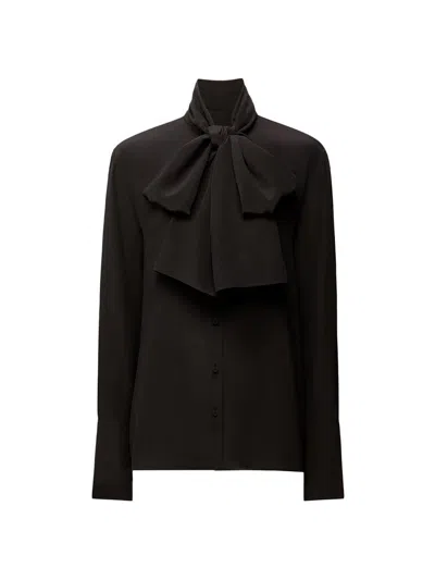 Another Tomorrow Women's Signature Bow Blouse In Black