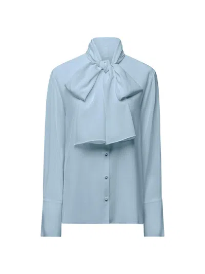 Another Tomorrow Women's Signature Bow Blouse In Gray