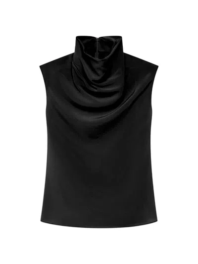 Another Tomorrow Women's Silk Draped Top In Black