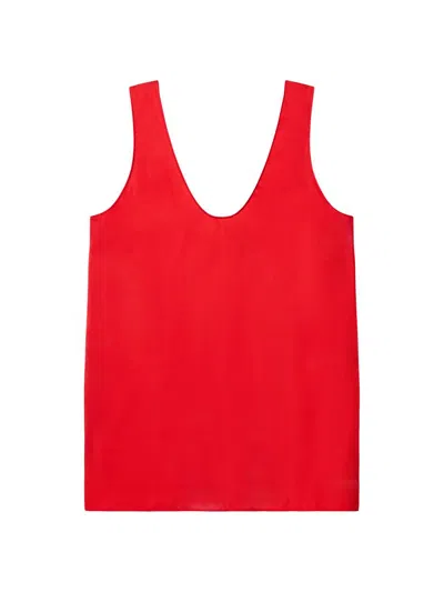 Another Tomorrow Women's Silk Tank Top In Red