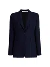 Another Tomorrow Women's Single Button Jacket In Blue