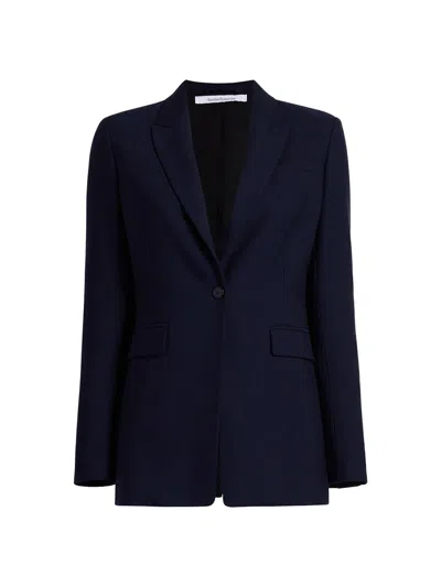 Another Tomorrow Women's Single Button Jacket In Blue