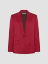 Another Tomorrow Single-button Relaxed Blazer In Red