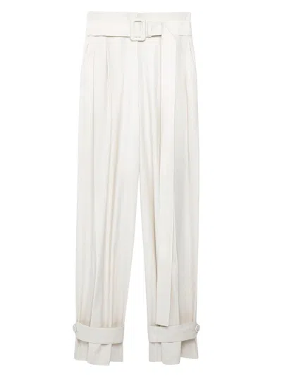 Another Tomorrow Women's Tab Trousers In White