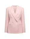 Another Tomorrow Tailored Double Breasted Jacket In Pink