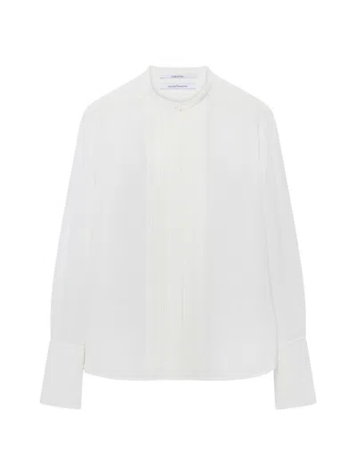 Another Tomorrow Women's Tuxedo Shirt In White