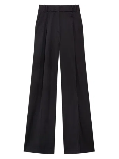 Another Tomorrow Women's Twill Pleated Trouser In Black