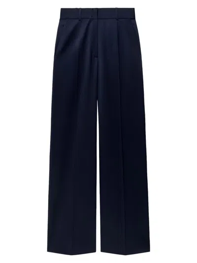 Another Tomorrow Women's Wide Leg Suit Pants In Blue