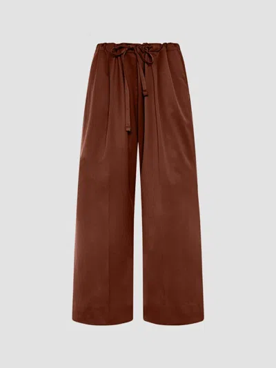 Another Tomorrow Women's Wool Drawcord Pant In Brown