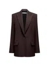 Another Tomorrow Wool Tailored Oversized Peak-lapel Jacket In Brown