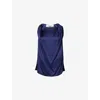 Another Tomorrow Womens Indigo Twist Round-neck Satin Top In Indigo