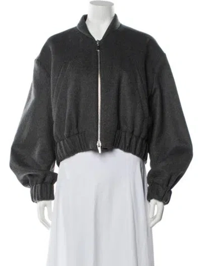 Pre-owned Another Tomorrow Wool Bomber Jacket In Grey