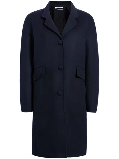 Another Tomorrow Wool Cocoon Coat In Schwarz