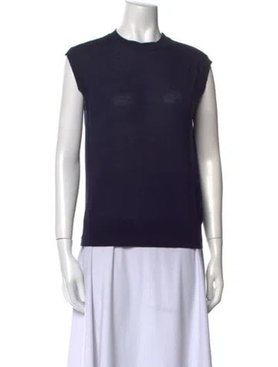 Pre-owned Another Tomorrow Wool Crew Neck Sweater In Blue