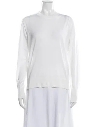 Pre-owned Another Tomorrow Wool Crew Neck Sweater In White