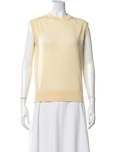Pre-owned Another Tomorrow Wool Crew Neck Sweater In Yellow
