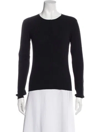 Pre-owned Another Tomorrow Wool Crew Neck Top In Black