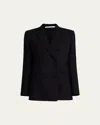 Another Tomorrow Wool Double-breasted Blazer Jacket In Black