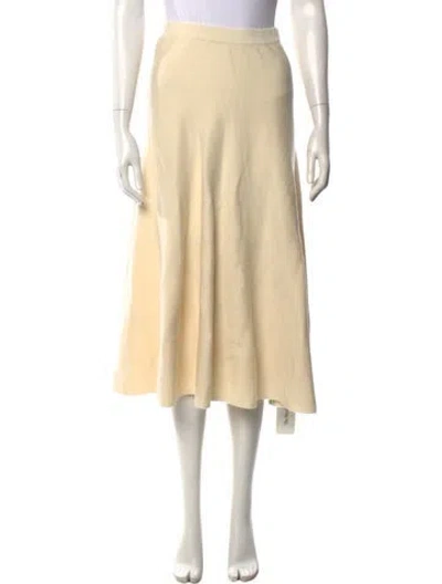 Pre-owned Another Tomorrow Wool Midi Length Skirt In Neutral