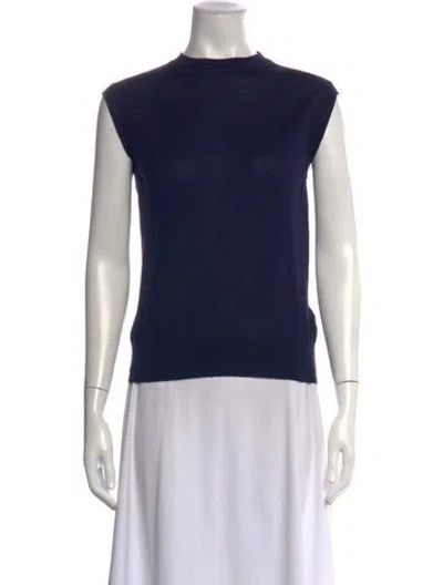 Pre-owned Another Tomorrow Wool Mock Neck Sweater In Blue