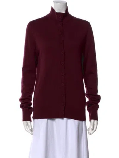 Pre-owned Another Tomorrow Wool Mock Neck Sweater In Burgundy