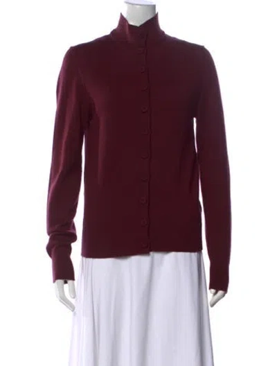 Pre-owned Another Tomorrow Wool Mock Neck Sweater In Burgundy