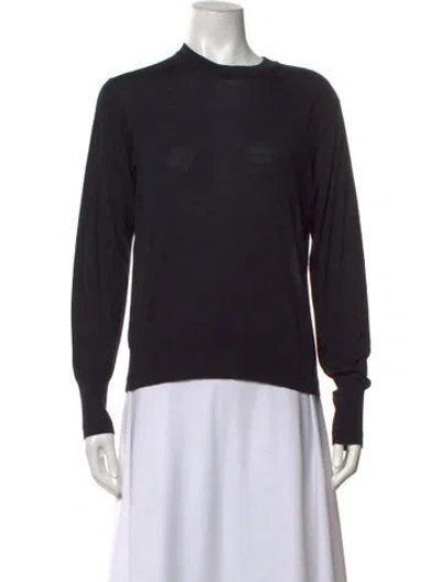 Pre-owned Another Tomorrow Wool Mock Neck Top In Black