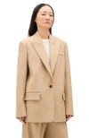 Another Tomorrow Wool Oversized Tailored Jacket In Neutral