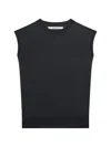 Another Tomorrow Wool Sleeveless Top In Black