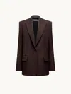 Another Tomorrow Wool Tailored Oversized Peak-lapel Jacket In Brown