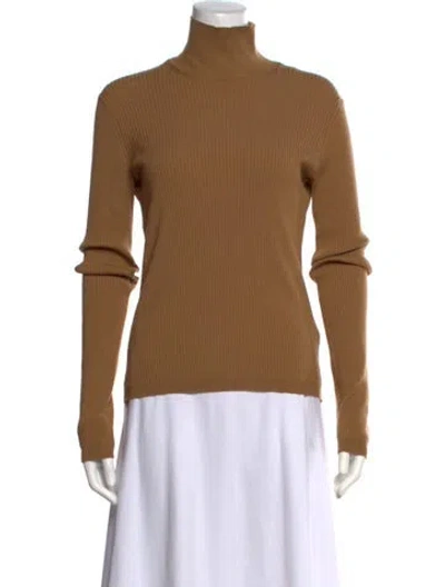 Pre-owned Another Tomorrow Wool Turtleneck Sweater In Brown
