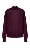 Another Tomorrow Wool Turtleneck Sweater In Purple