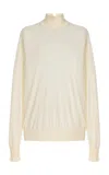 Another Tomorrow Wool Turtleneck Sweater In White