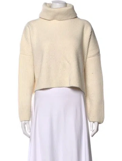 Pre-owned Another Tomorrow Wool Turtleneck Sweater In White