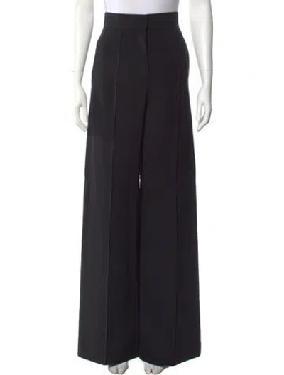 Pre-owned Another Tomorrow Wool Wide Leg Pants In Black