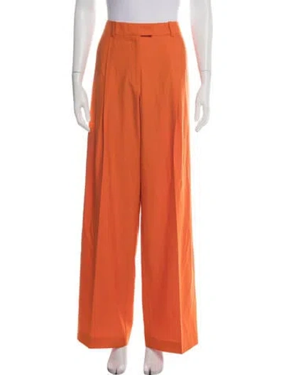 Pre-owned Another Tomorrow Wool Wide Leg Pants In Orange