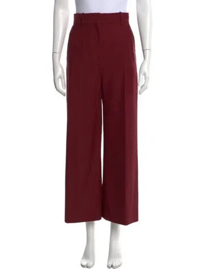 Pre-owned Another Tomorrow Wool Wide Leg Pants In Red
