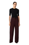 Another Tomorrow Workwear Pants Overdye Plum In Brown