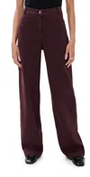 Another Tomorrow Workwear Pants Overdye Plum In Burgundy