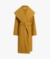 Another Tomorrow Wrap-design Belted Puffer Jackets In Goldenrod