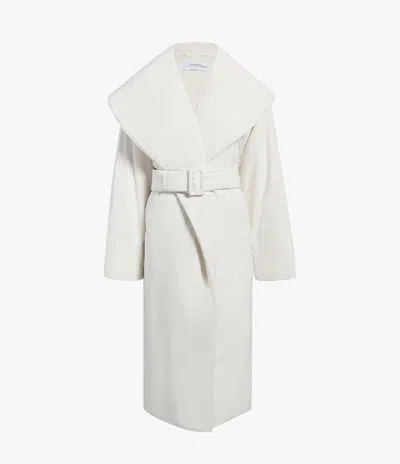 Another Tomorrow Wrap-design Belted Puffer Jackets In Parchment