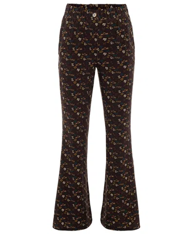Anou Anou Women's Flared Trousers With Zodiac Signs Print In Brown