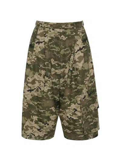 Anouki Camouflage-print Knee-length Shorts In Green