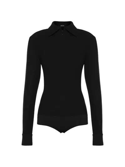 Anouki Collared Bodysuit In Black