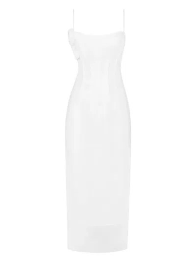 Anouki Corset Midi Dress In White