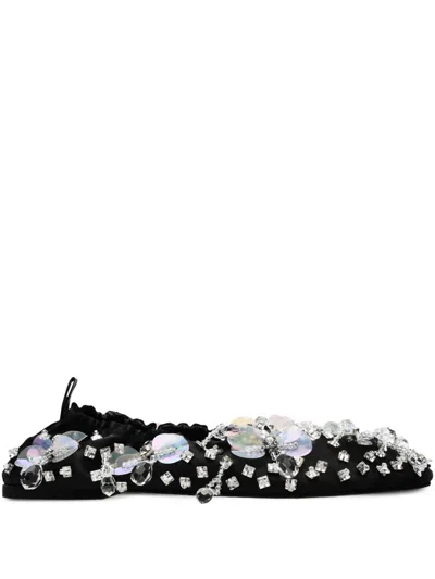 Anouki Crystal-embellished Satin Ballet Flats