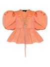 Anouki Crystal-embellished Taffeta Blouse In Orange
