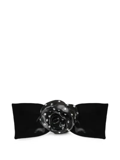Anouki Crystal-embellished Floral-detail Hair Clip In Black