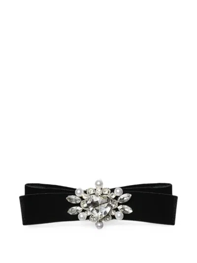 Anouki Crystal-embellished Velvet Hair Clip In Black